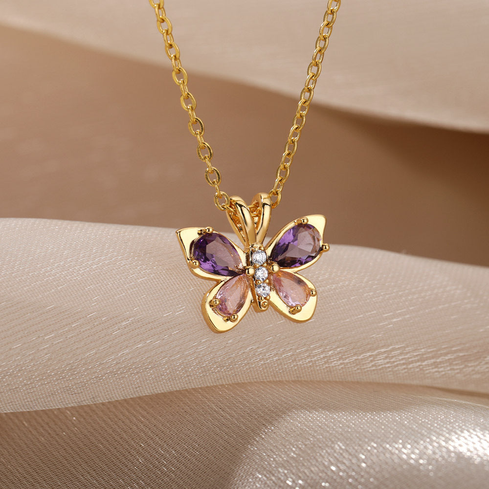Purple Zircon Butterfly Necklace • sparkle with a touch of magic 🦋✨