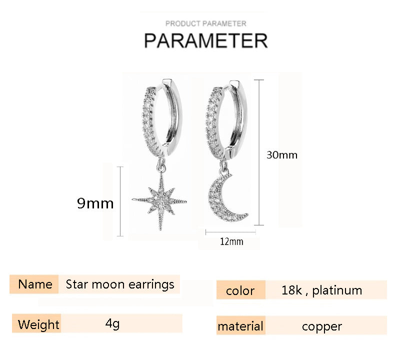 Star & Moon Asymmetric Earrings – Celestial Women’s Jewelry 🌙✨️