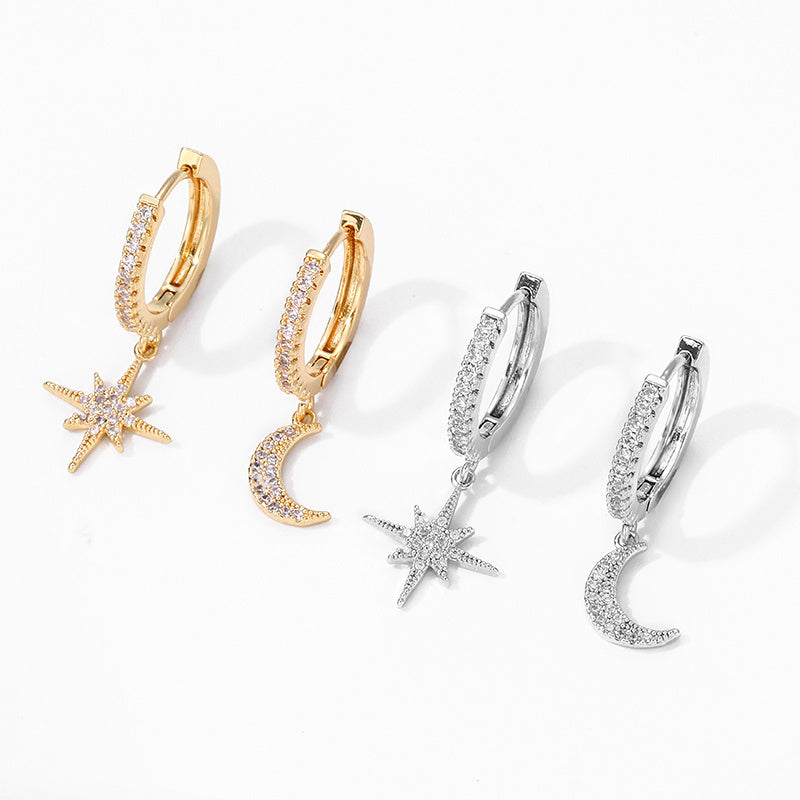 Star & Moon Asymmetric Earrings – Celestial Women’s Jewelry 🌙✨️