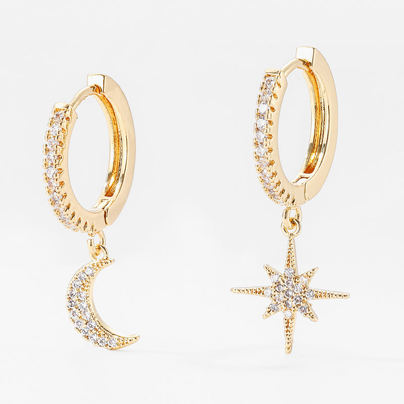 Star & Moon Asymmetric Earrings – Celestial Women’s Jewelry 🌙✨️