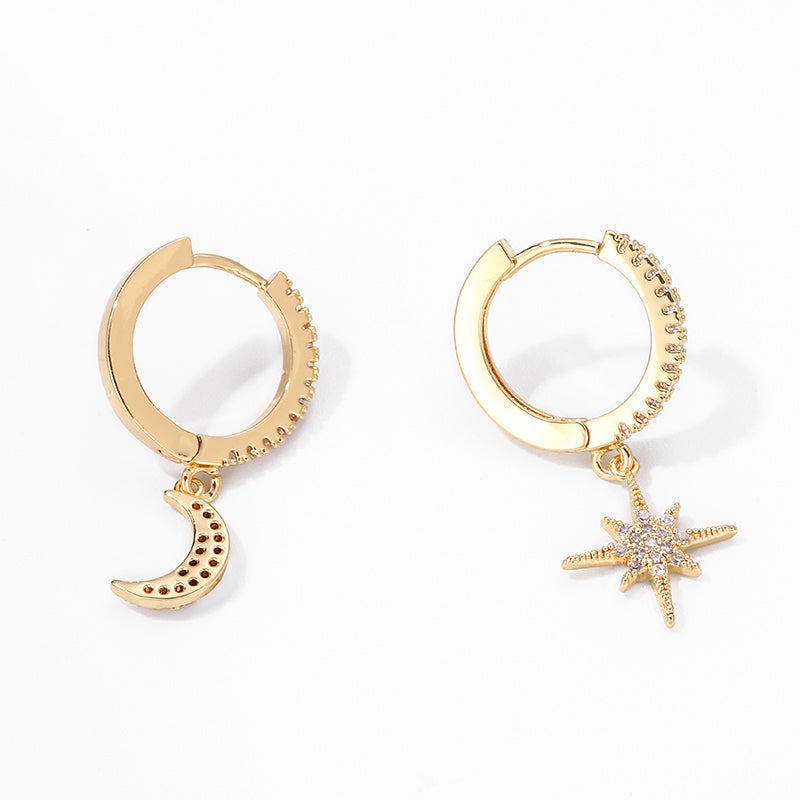 Star & Moon Asymmetric Earrings – Celestial Women’s Jewelry 🌙✨️
