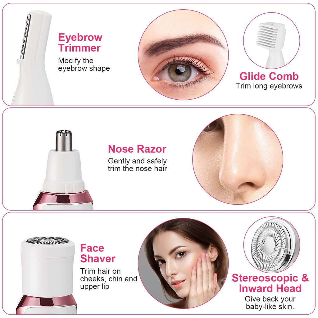 💖 4-in-1 Painless Electric Razor for Women — Smooth Beauty, Zero Effort ✨