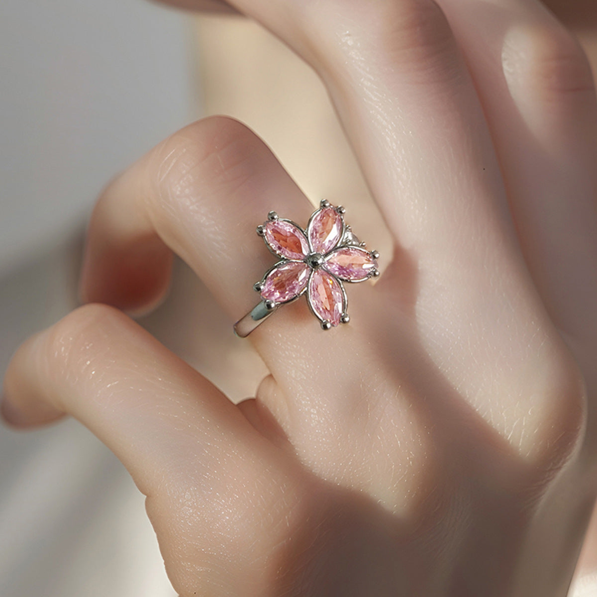 🌸 Cherry Blossom Anxiety Spinning Ring — Calmness Wrapped in Elegance ✨