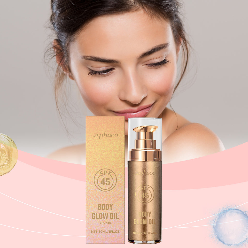 ✨🥥Copper Coconut Glitter Body Oil SPF 45 — Glow & Protect🥥✨️