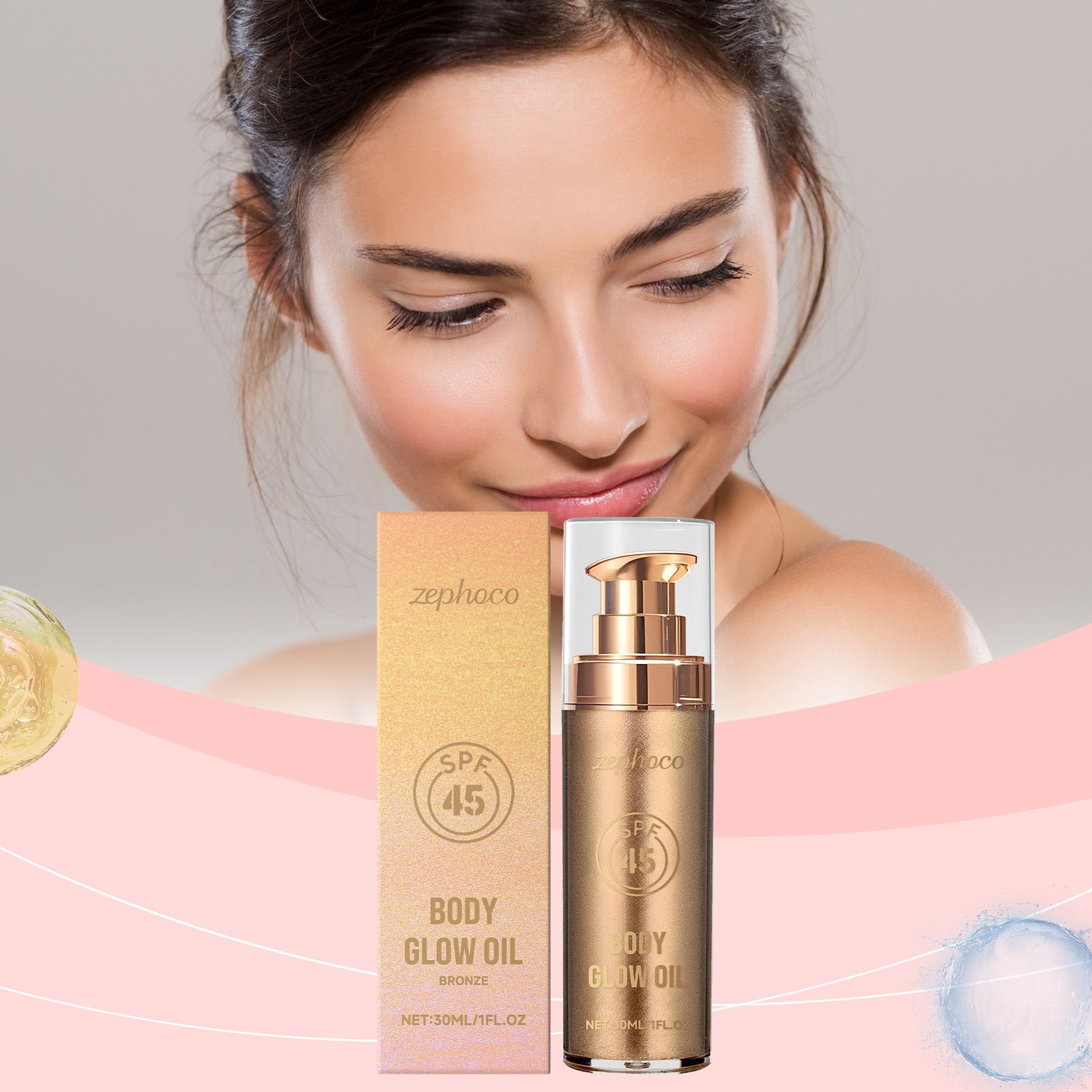 ✨🥥Copper Coconut Glitter Body Oil SPF 45 — Glow & Protect🥥✨️