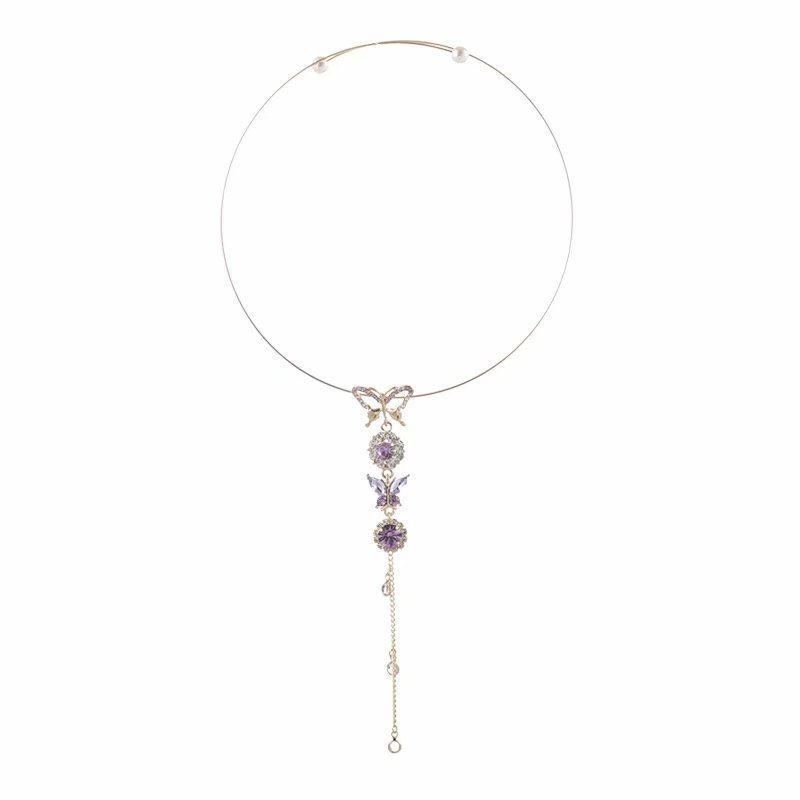 💜🦋Korean Retro Amethyst Butterfly Necklace🦋💜