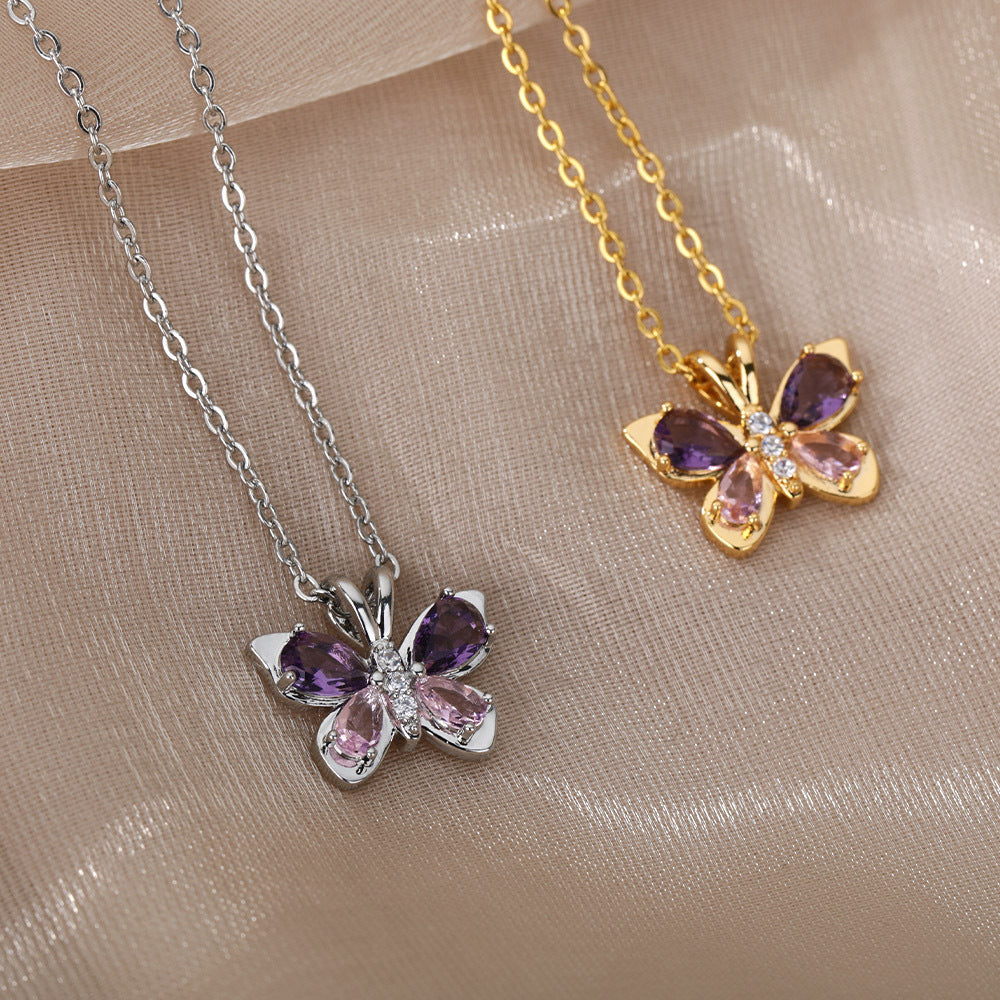 Purple Zircon Butterfly Necklace • sparkle with a touch of magic 🦋✨