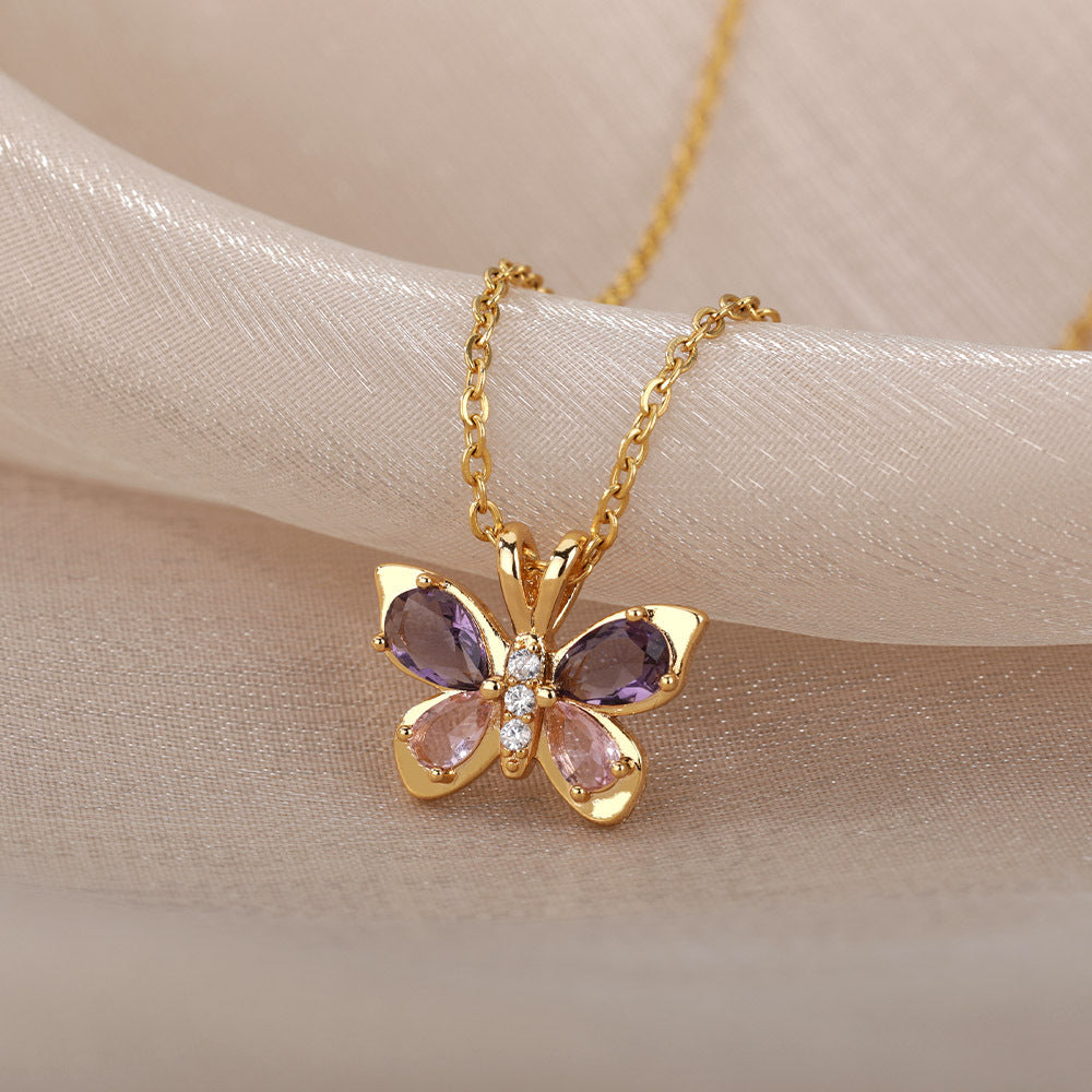 Purple Zircon Butterfly Necklace • sparkle with a touch of magic 🦋✨