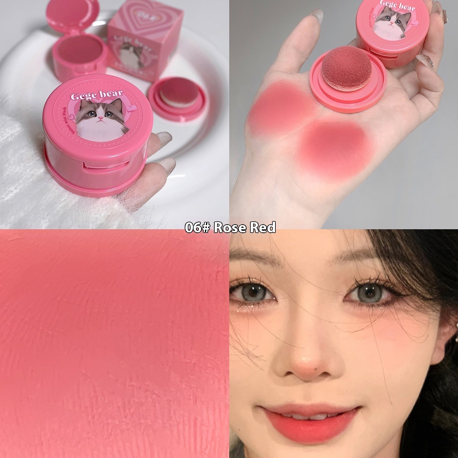 🐾🩷Kawaii Cat Cushion Blush — With Powder Puff 🩷🐾