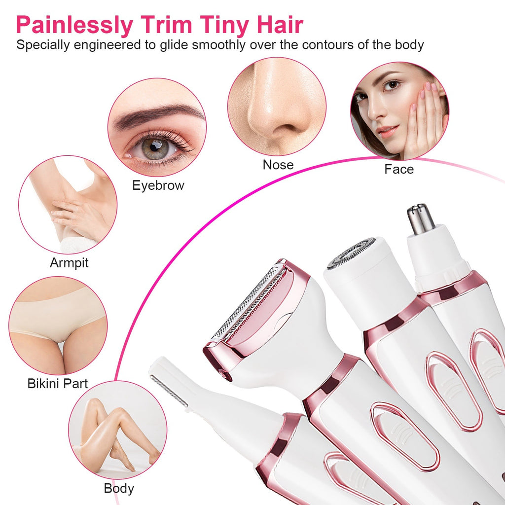 💖 4-in-1 Painless Electric Razor for Women — Smooth Beauty, Zero Effort ✨