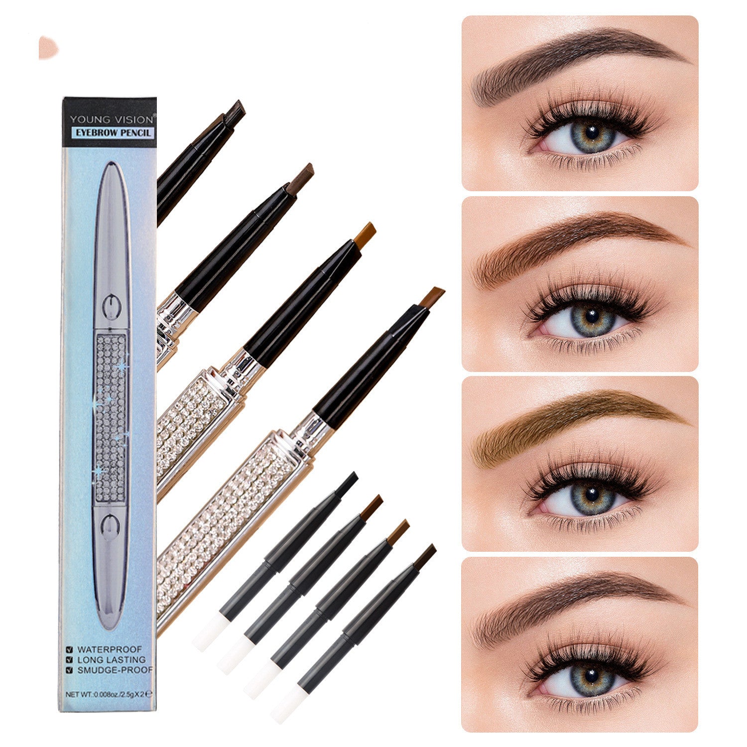💎Sky Silver Double-Head Eyebrow Pencil — Long-Lasting & Smudge-Proof ✨