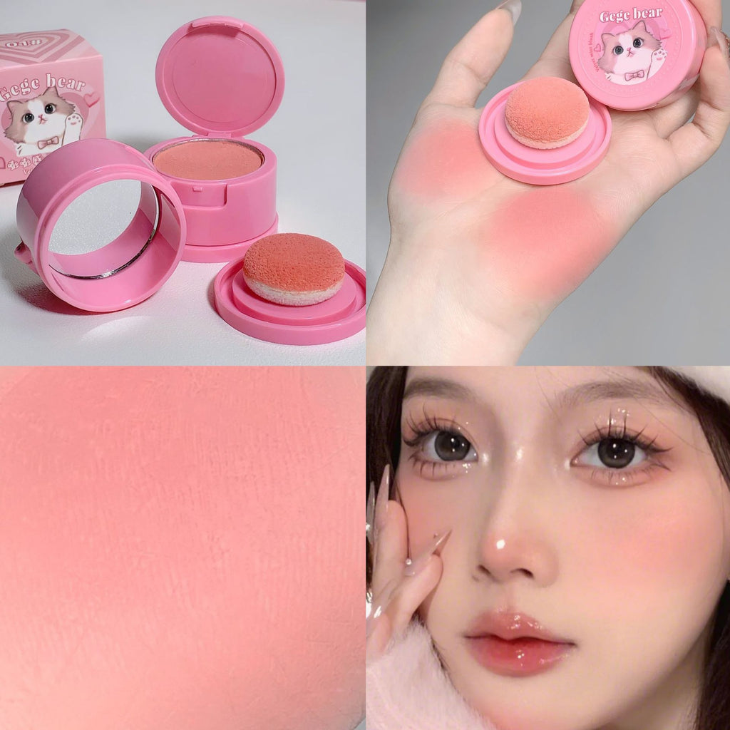 🐾🩷Kawaii Cat Cushion Blush — With Powder Puff 🩷🐾