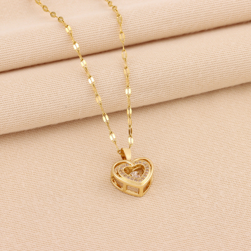 💘 Double Love Necklace – Layered Hearts & Rhinestone Glow ✨️