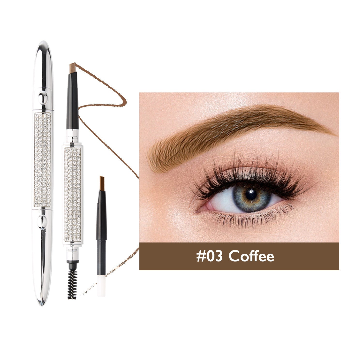 💎Sky Silver Double-Head Eyebrow Pencil — Long-Lasting & Smudge-Proof ✨