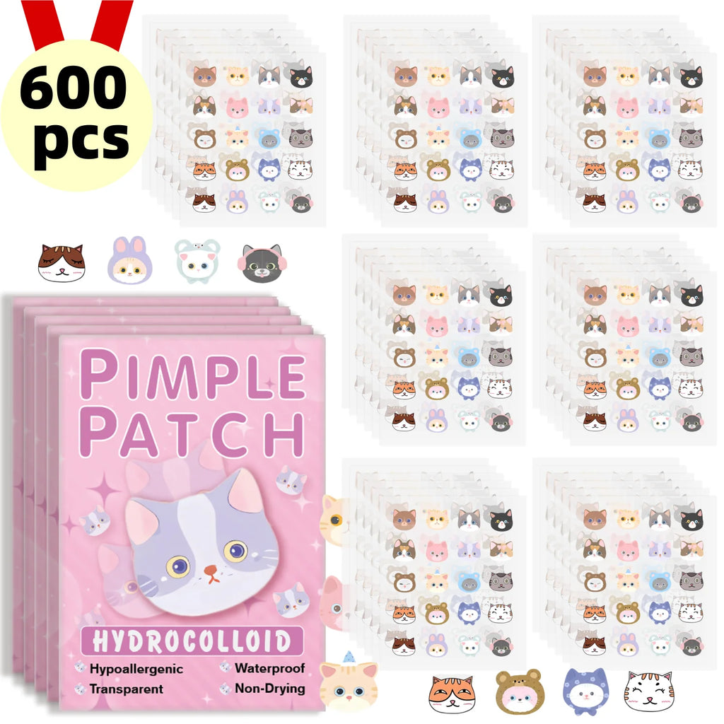 🐱✨ 600PCS Cartoon Cat Acne Patches – Ultra-Thin, Breathable & Concealing 🌸