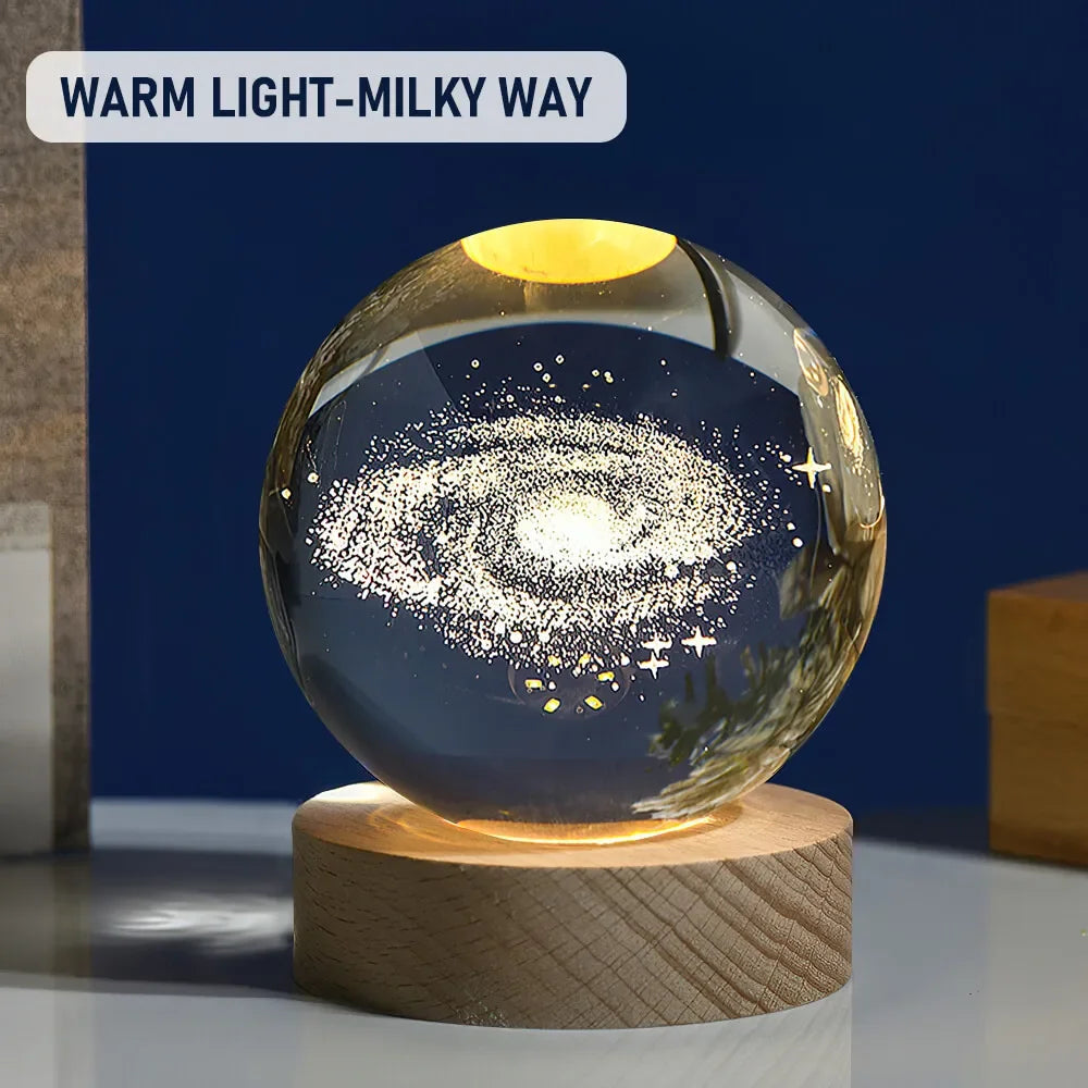 🪐Galaxy Crystal Ball Lamp 🌕 | Astronaut Planet Night Light 🌌