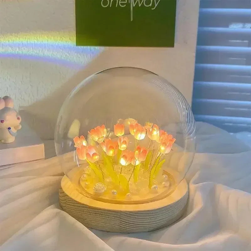 🌷✨ Handmade LED Tulip Night Light – DIY Bedside & Desk Lamp for Magical Decor 💖