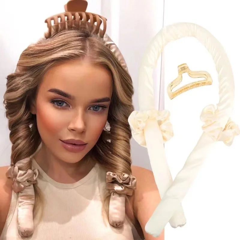 🌀 Heatless Curling Rod Headband — Natural Soft Waves 🐆