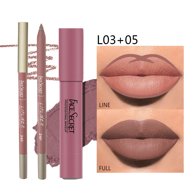 💋 Matte Lipliner & Lipstick Set – Waterproof & Long Lasting 💄