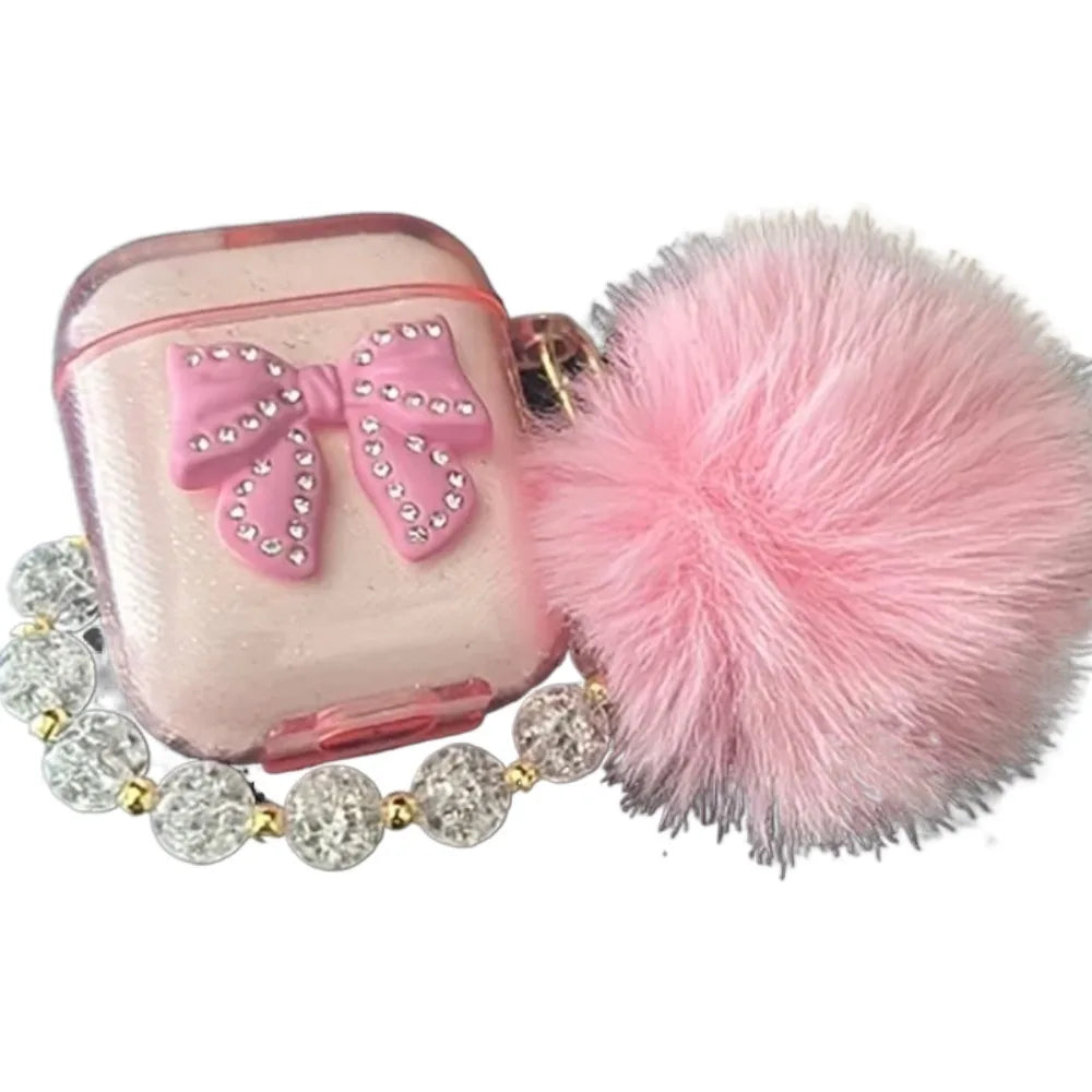 🎀 Bow Earphone Case with Chain – Cute, Protective & Dust-Proof 🩷