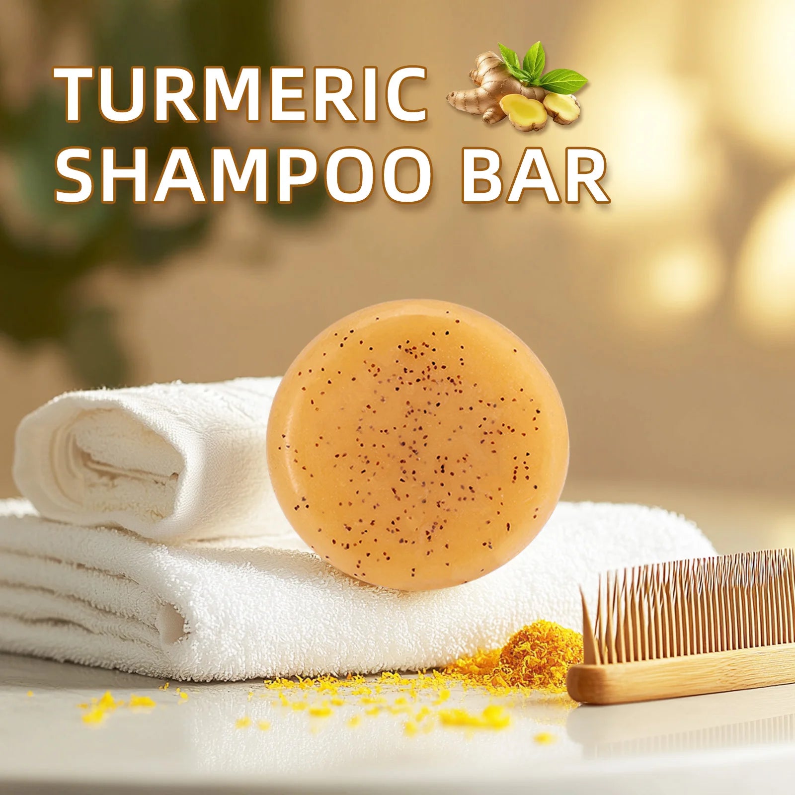 🌼 Turmeric Anti-Dandruff Shampoo Bar- Flake-free scalp. Silky, clean hair ✨