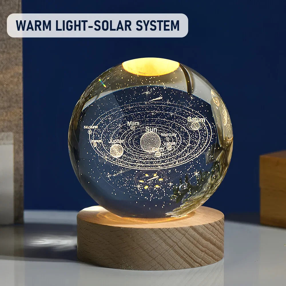 🪐Galaxy Crystal Ball Lamp 🌕 | Astronaut Planet Night Light 🌌