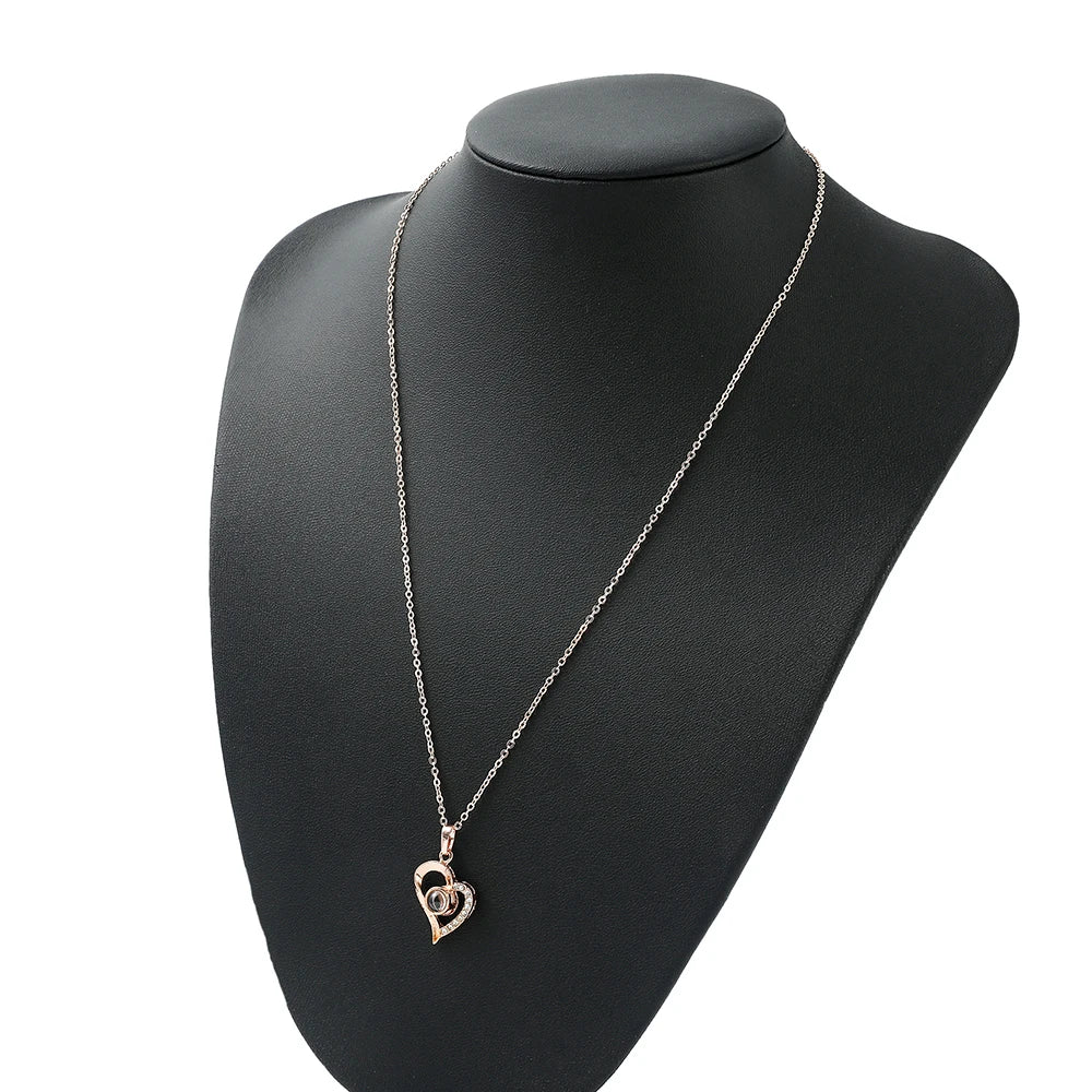 💖 100 Languages “I Love You” Necklace – Romantic Multilingual Heart Pendant ✨🌹