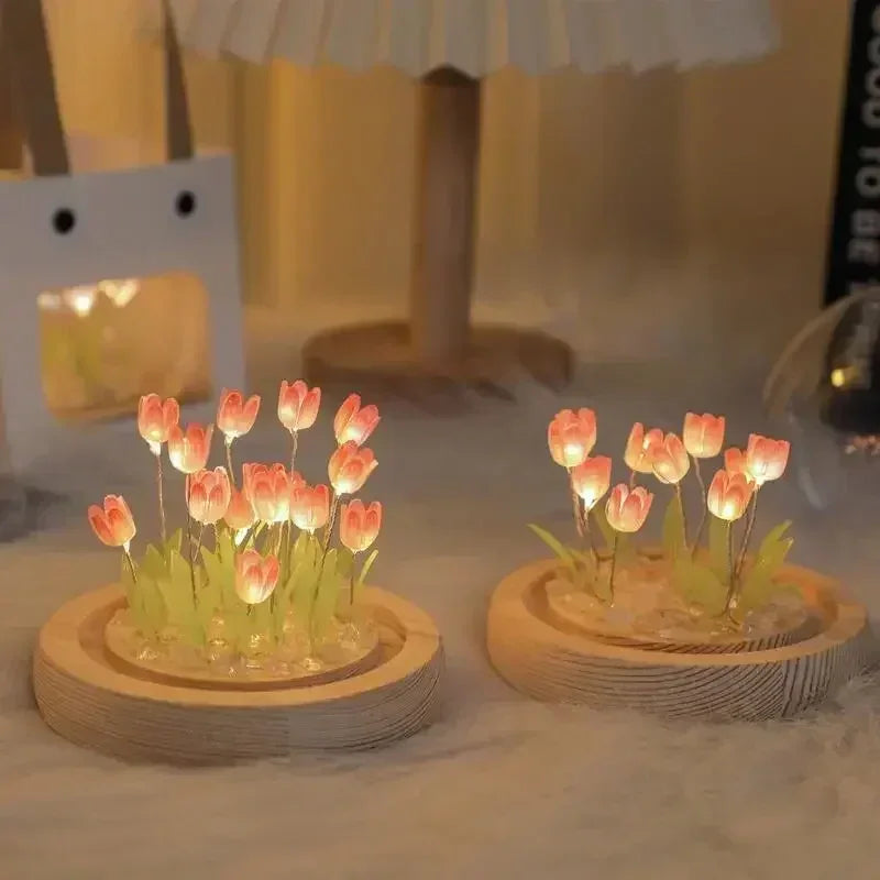 🌷✨ Handmade LED Tulip Night Light – DIY Bedside & Desk Lamp for Magical Decor 💖