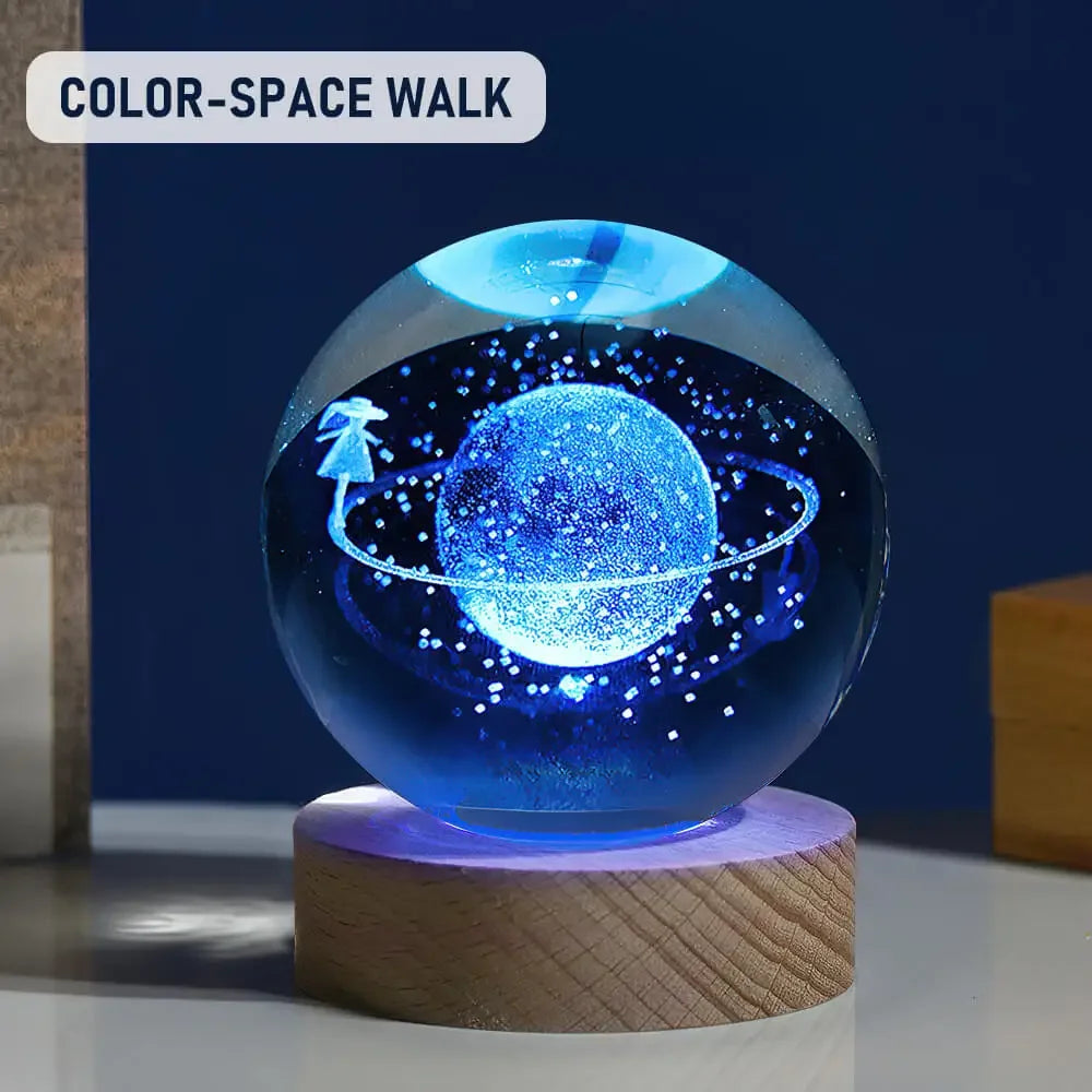 🪐Galaxy Crystal Ball Lamp 🌕 | Astronaut Planet Night Light 🌌