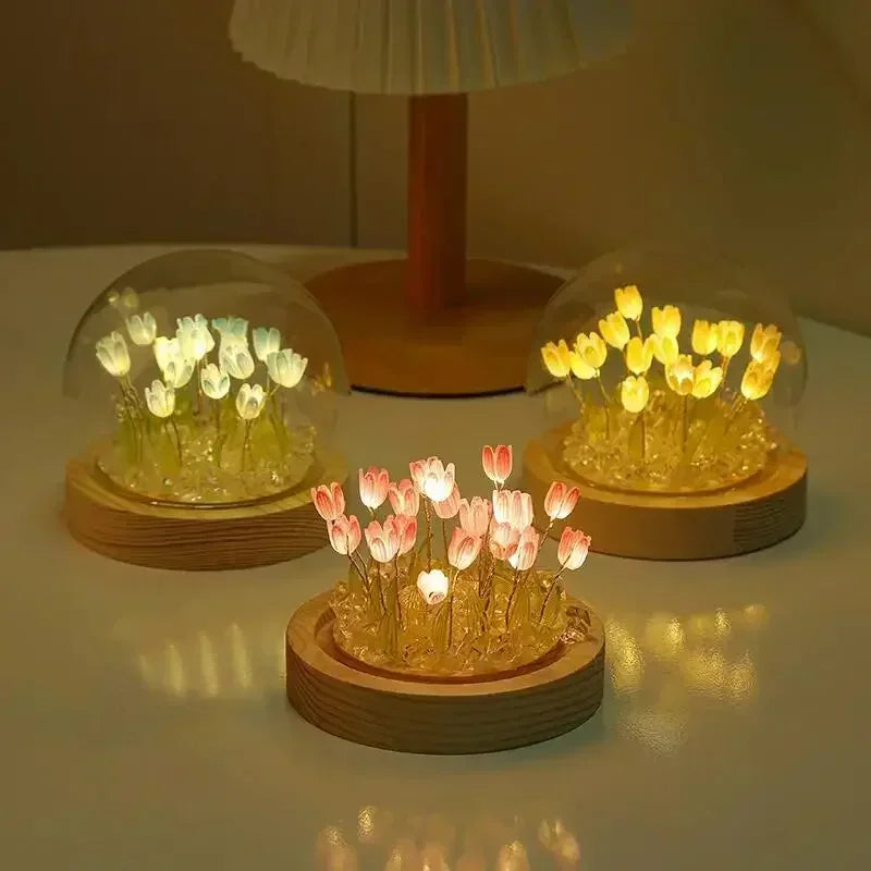 🌷✨ Handmade LED Tulip Night Light – DIY Bedside & Desk Lamp for Magical Decor 💖
