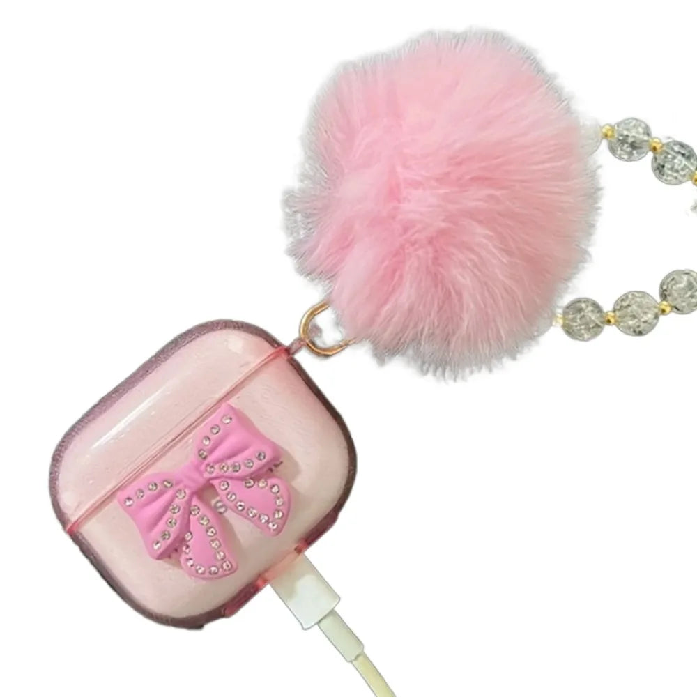 🎀 Bow Earphone Case with Chain – Cute, Protective & Dust-Proof 🩷
