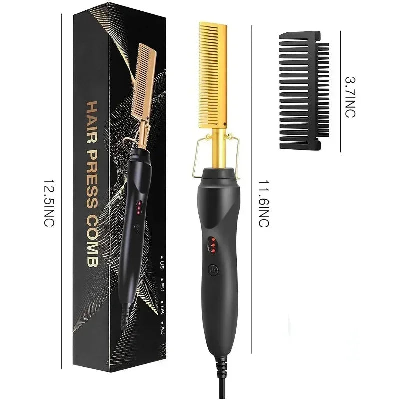 🔥 Electric Hot Comb & Straightening Brush-Sleek roots. Smooth lengths. 🩷