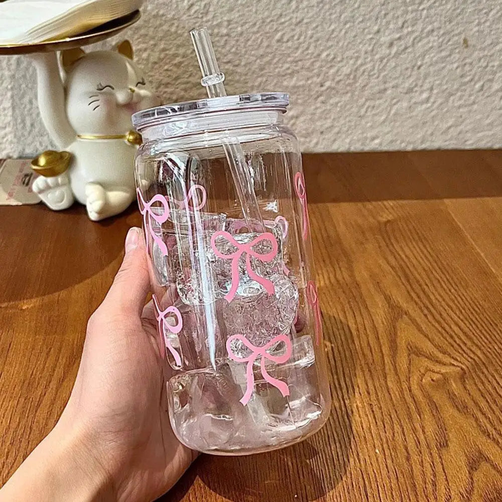 🎀 Pink Bow Glass Tumbler 🧊