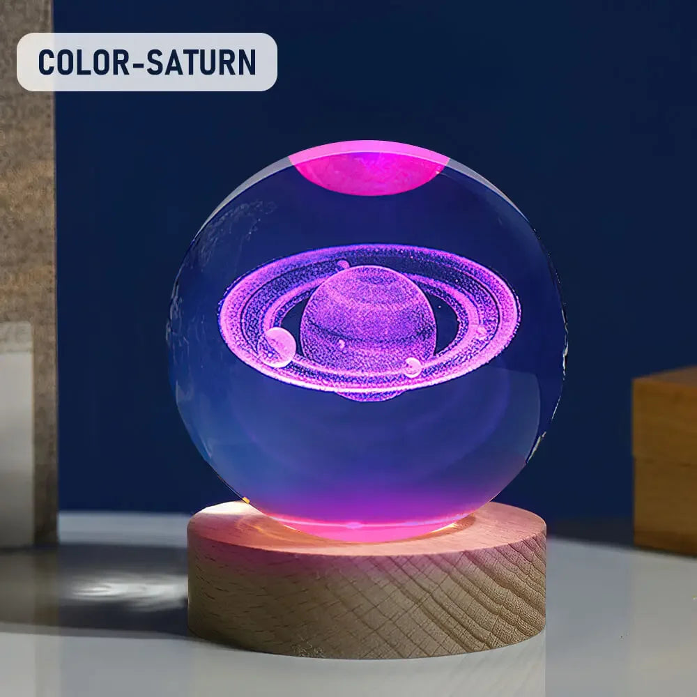 🪐Galaxy Crystal Ball Lamp 🌕 | Astronaut Planet Night Light 🌌