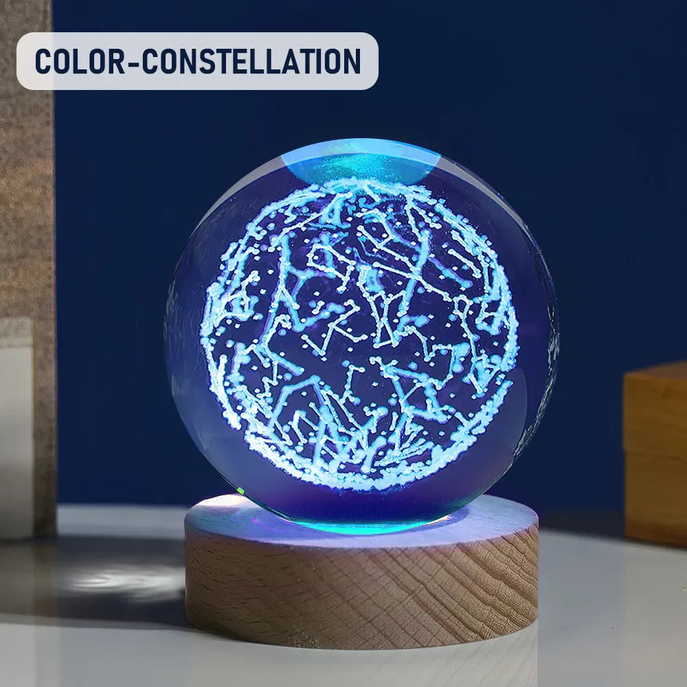 🪐Galaxy Crystal Ball Lamp 🌕 | Astronaut Planet Night Light 🌌