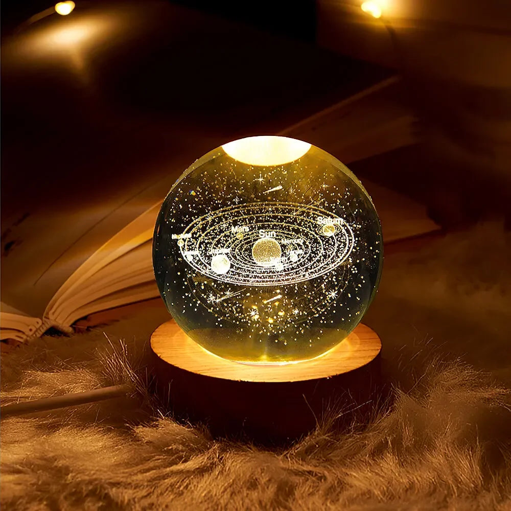 🪐Galaxy Crystal Ball Lamp 🌕 | Astronaut Planet Night Light 🌌
