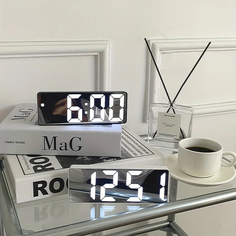 ⏰✨ Luminous Mirror LED Alarm Clock 💎🌙