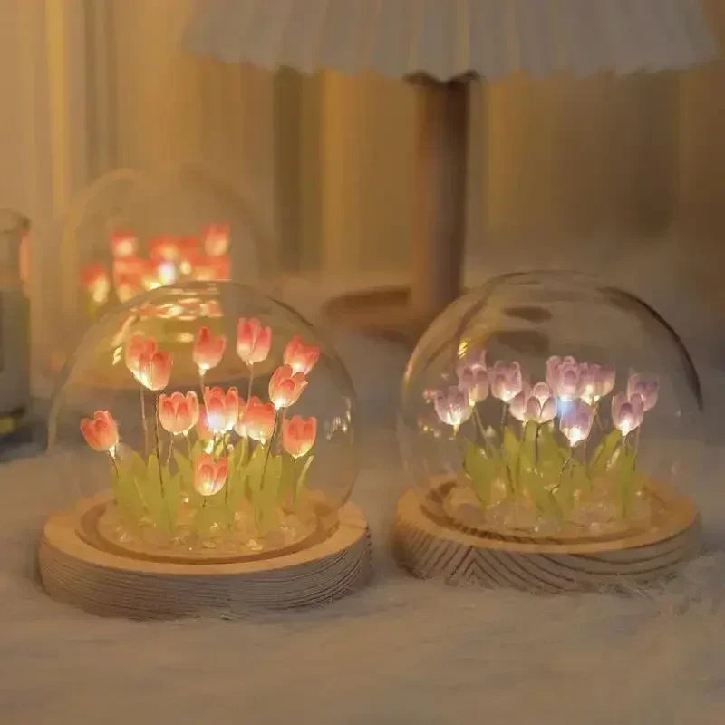 🌷✨ Handmade LED Tulip Night Light – DIY Bedside & Desk Lamp for Magical Decor 💖