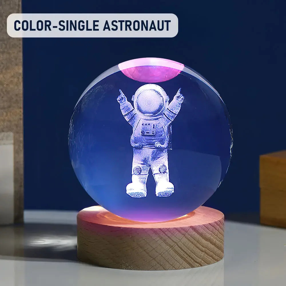 🪐Galaxy Crystal Ball Lamp 🌕 | Astronaut Planet Night Light 🌌