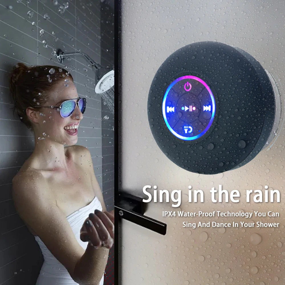 🔊✨ Portable Wireless Bluetooth Speaker – LED, Waterproof & Suction Cup Mini Stereo 💖