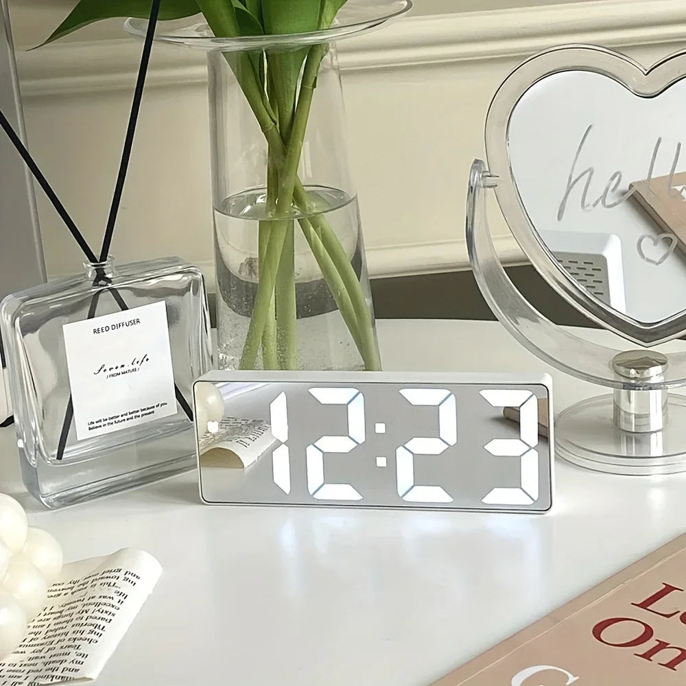 ⏰✨ Luminous Mirror LED Alarm Clock 💎🌙