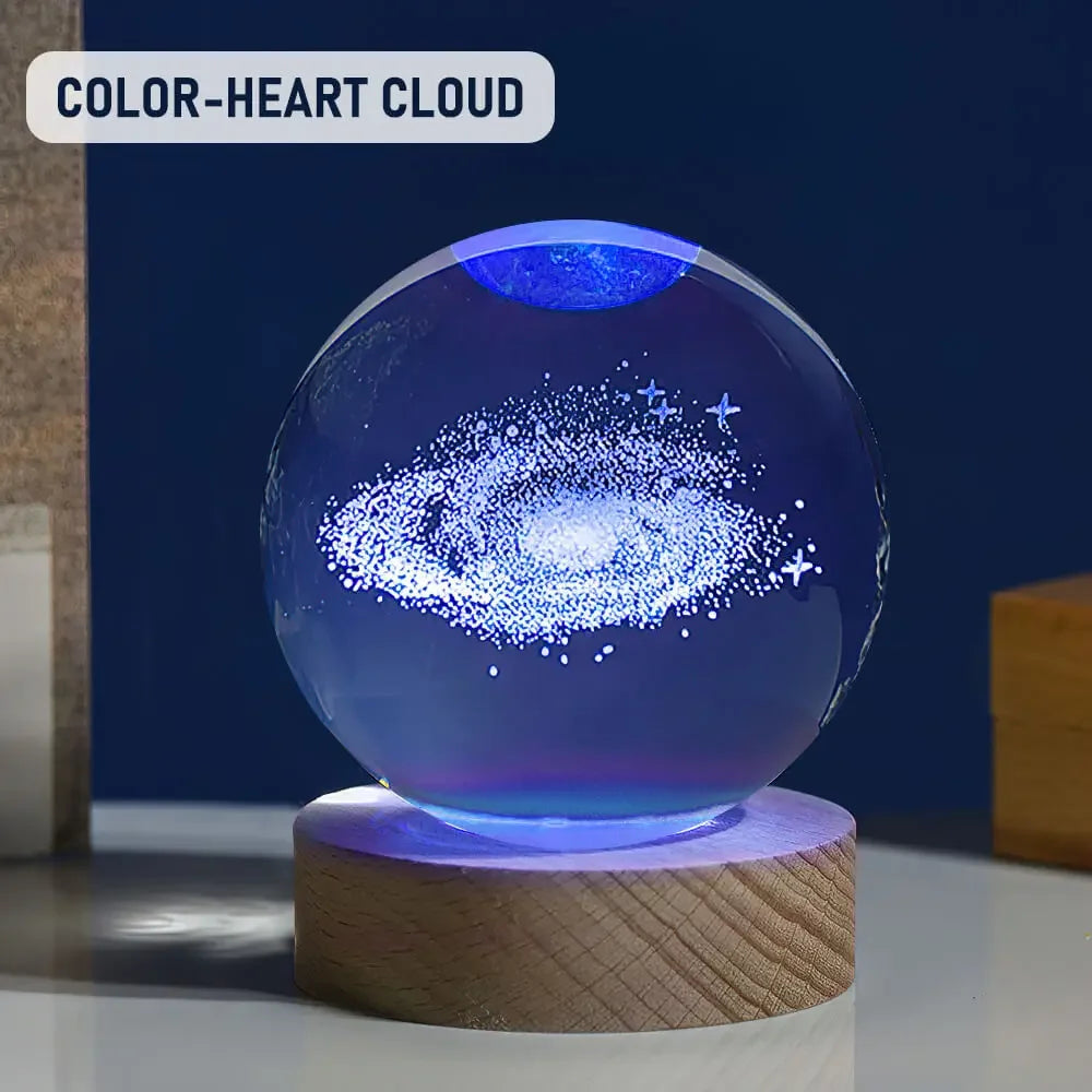 🪐Galaxy Crystal Ball Lamp 🌕 | Astronaut Planet Night Light 🌌