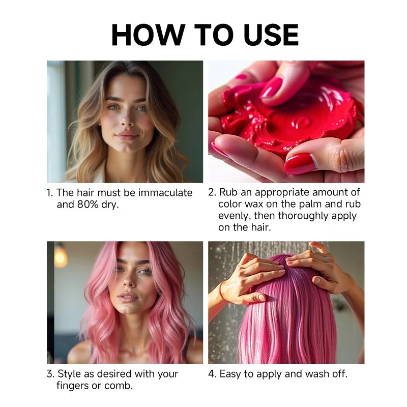 🎨 Hair Colour Wax – Temporary & Fun 🎨 wash out in one go ✨💇‍♀️