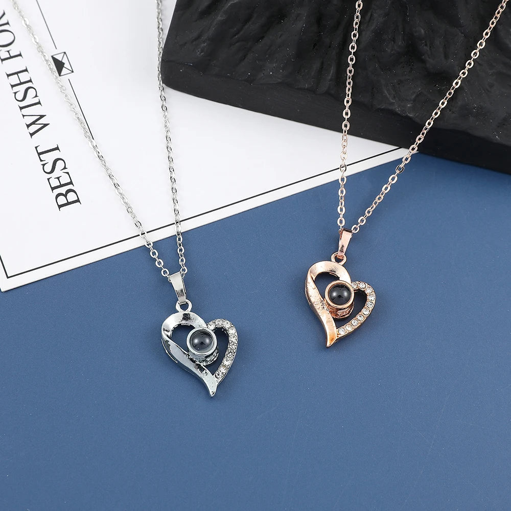 💖 100 Languages “I Love You” Necklace – Romantic Multilingual Heart Pendant ✨🌹