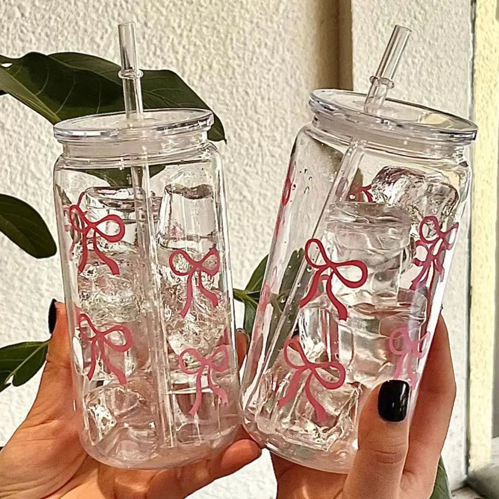 🎀 Pink Bow Glass Tumbler 🧊