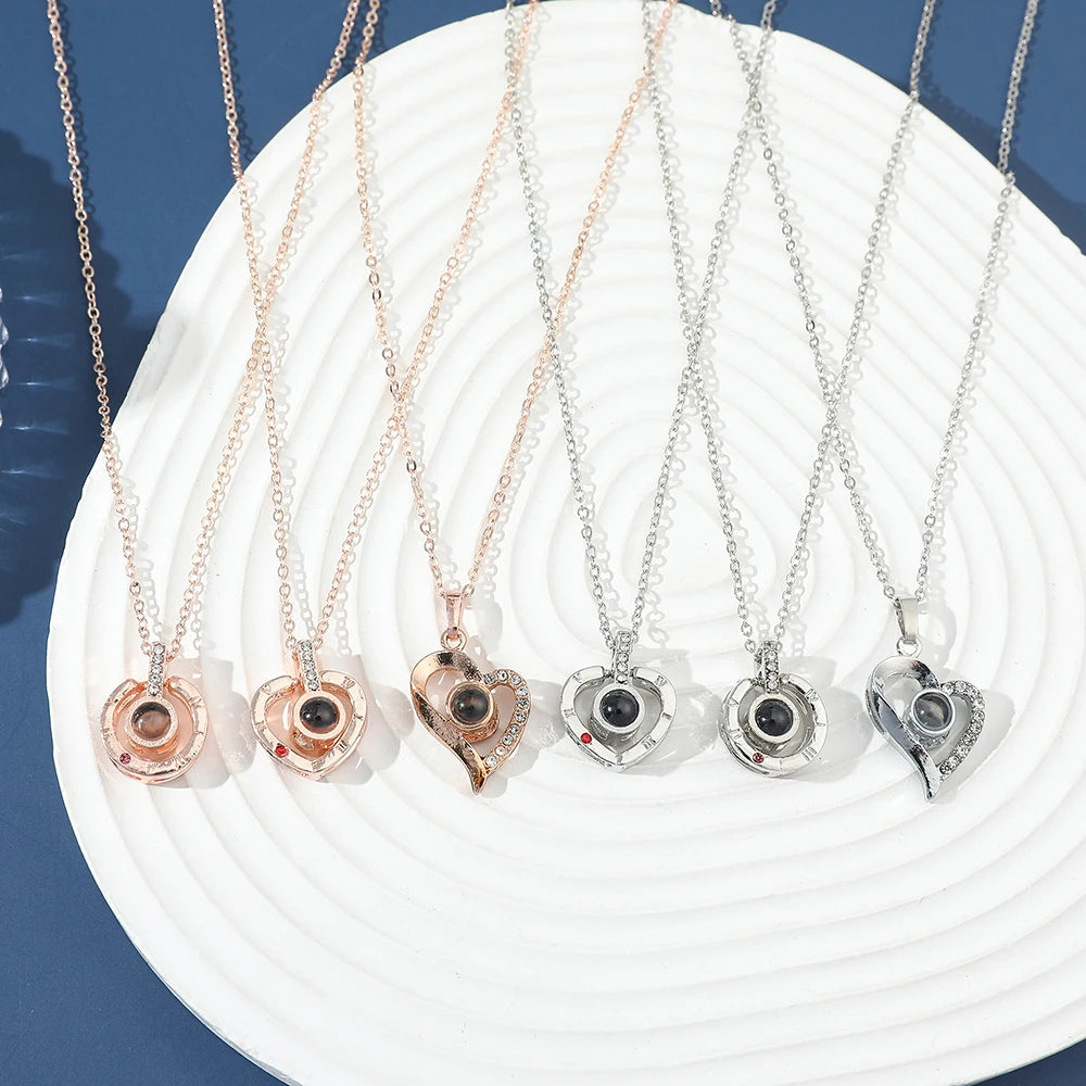 💖 100 Languages “I Love You” Necklace – Romantic Multilingual Heart Pendant ✨🌹