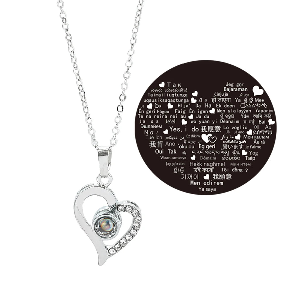 💖 100 Languages “I Love You” Necklace – Romantic Multilingual Heart Pendant ✨🌹