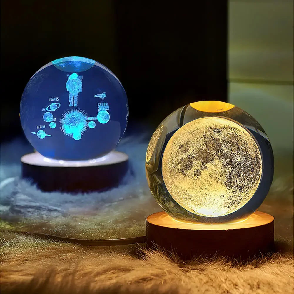 🪐Galaxy Crystal Ball Lamp 🌕 | Astronaut Planet Night Light 🌌