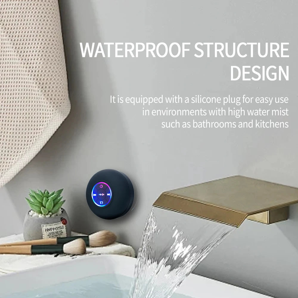🔊✨ Portable Wireless Bluetooth Speaker – LED, Waterproof & Suction Cup Mini Stereo 💖