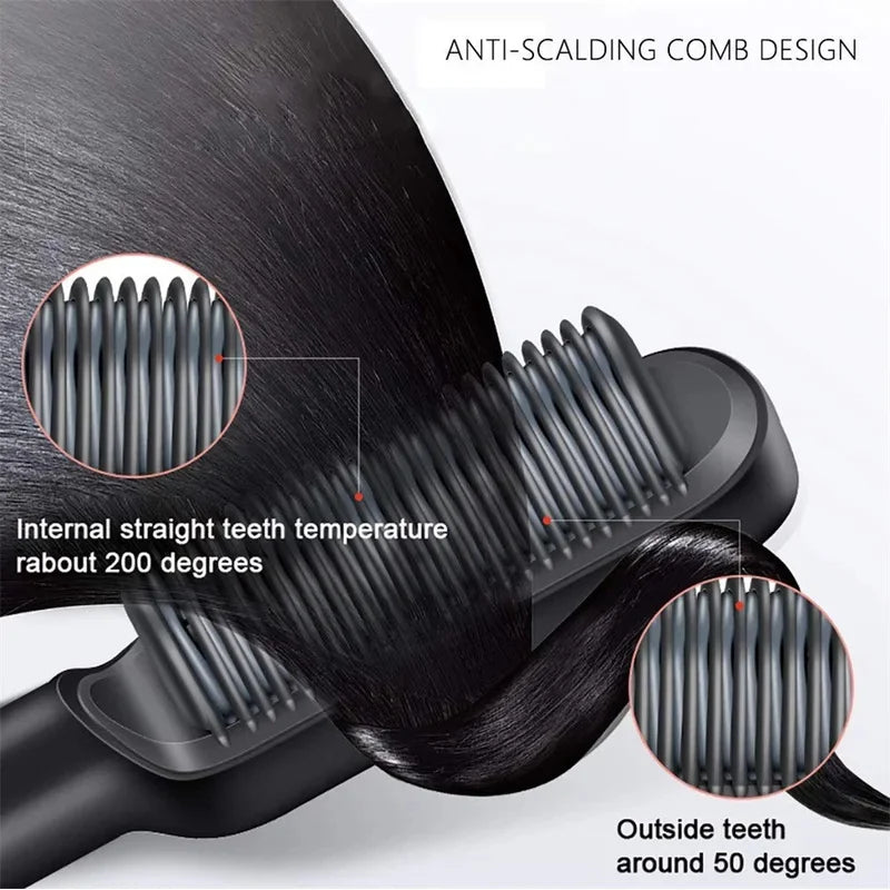 🔥 Multifunctional Hot Comb Straightening Brush 💇🏼‍♀️✨️